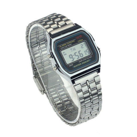 Luxury Business Golden Gold Watch Coperation Fashion Womens Men Dress watch Stainless Steel Digital Alarm Stopwatch Wrist Watch - watchwomen