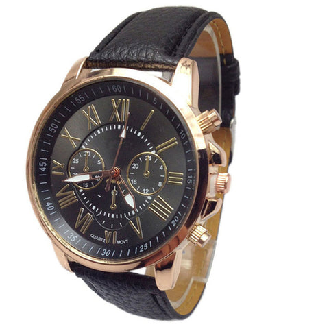 2017 NEW  Women watch and men watch Roman Numerals Faux Leather Analog Quartz Wrist Watch relojes mujer kol saati Oct17 - watchwomen