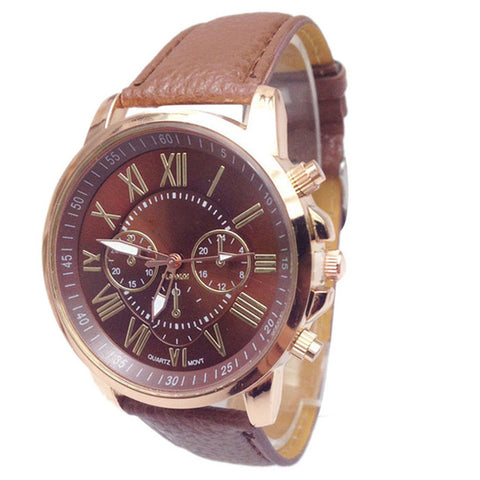 2017 NEW  Women watch and men watch Roman Numerals Faux Leather Analog Quartz Wrist Watch relojes mujer kol saati Oct17 - watchwomen