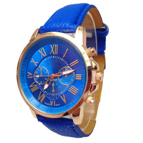 2017 NEW  Women watch and men watch Roman Numerals Faux Leather Analog Quartz Wrist Watch relojes mujer kol saati Oct17 - watchwomen