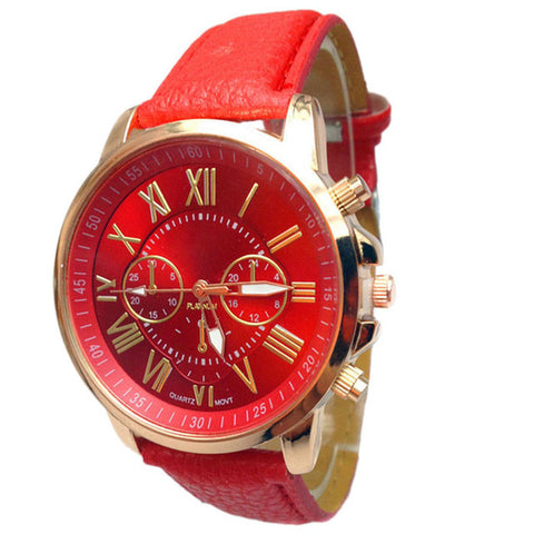2017 NEW  Women watch and men watch Roman Numerals Faux Leather Analog Quartz Wrist Watch relojes mujer kol saati Oct17 - watchwomen