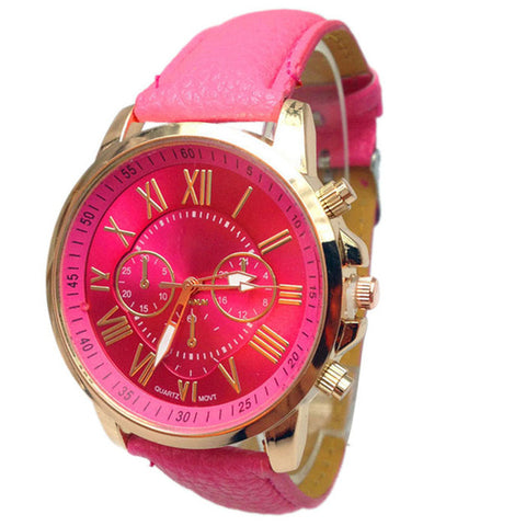 2017 NEW  Women watch and men watch Roman Numerals Faux Leather Analog Quartz Wrist Watch relojes mujer kol saati Oct17 - watchwomen