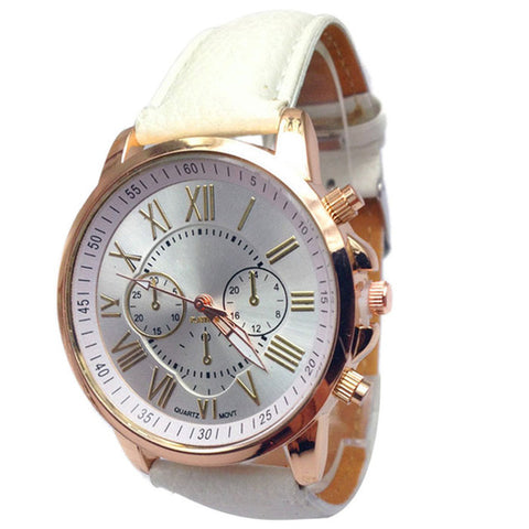 2017 NEW  Women watch and men watch Roman Numerals Faux Leather Analog Quartz Wrist Watch relojes mujer kol saati Oct17 - watchwomen