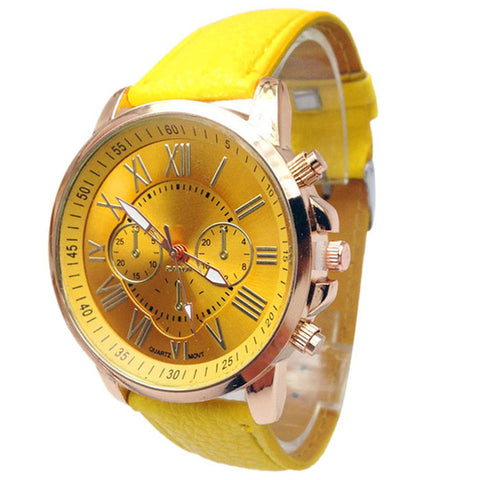 2017 NEW  Women watch and men watch Roman Numerals Faux Leather Analog Quartz Wrist Watch relojes mujer kol saati Oct17 - watchwomen