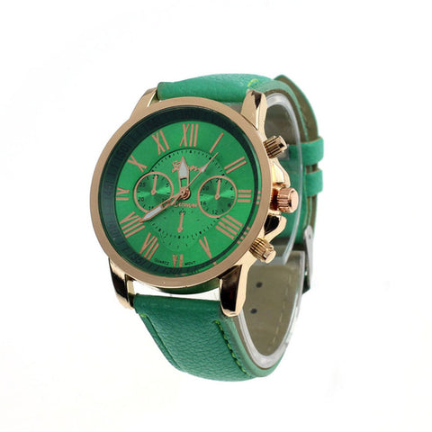2017 NEW  Women watch and men watch Roman Numerals Faux Leather Analog Quartz Wrist Watch relojes mujer kol saati Oct17 - watchwomen