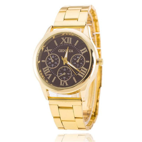 Clock Watch Women Roman Numerals Quartz Gold Stainless Steel Wrist Band Luxury Casual Watches Relogio Feminino High Quality M - watchwomen