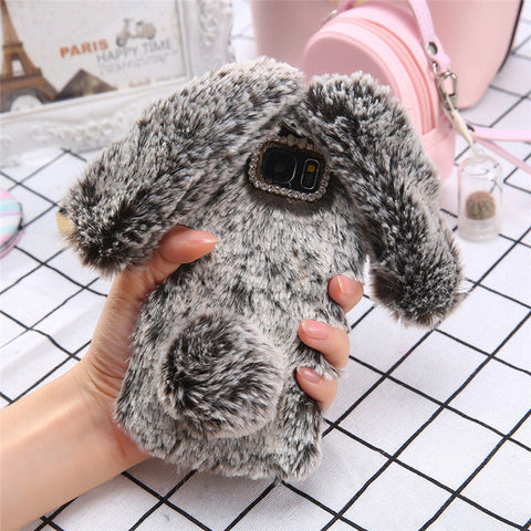 Winter Warm Rabbit Ears Case For Galaxy A J Series Plush Furry Phone Cases For Samsung A3 A5 A7 J3 J5 J7 2015 2016 2017 Case Hot - watchwomen
