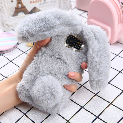 Winter Warm Rabbit Ears Case For Galaxy A J Series Plush Furry Phone Cases For Samsung A3 A5 A7 J3 J5 J7 2015 2016 2017 Case Hot - watchwomen