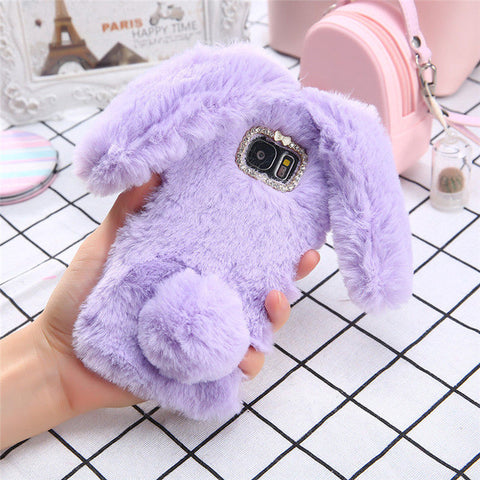 Winter Warm Rabbit Ears Case For Galaxy A J Series Plush Furry Phone Cases For Samsung A3 A5 A7 J3 J5 J7 2015 2016 2017 Case Hot - watchwomen