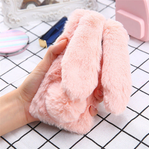 Winter Warm Rabbit Ears Case For Galaxy A J Series Plush Furry Phone Cases For Samsung A3 A5 A7 J3 J5 J7 2015 2016 2017 Case Hot - watchwomen