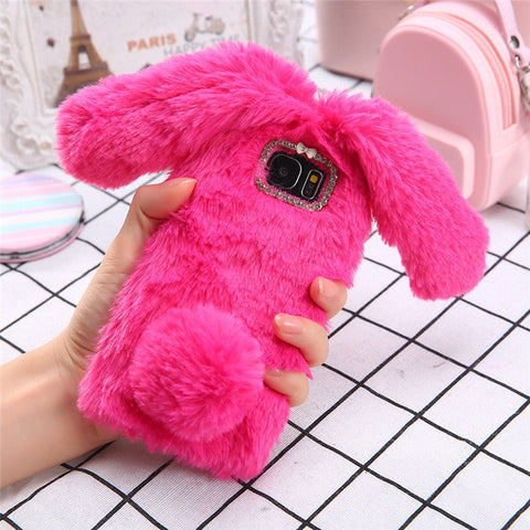 Winter Warm Rabbit Ears Case For Galaxy A J Series Plush Furry Phone Cases For Samsung A3 A5 A7 J3 J5 J7 2015 2016 2017 Case Hot - watchwomen