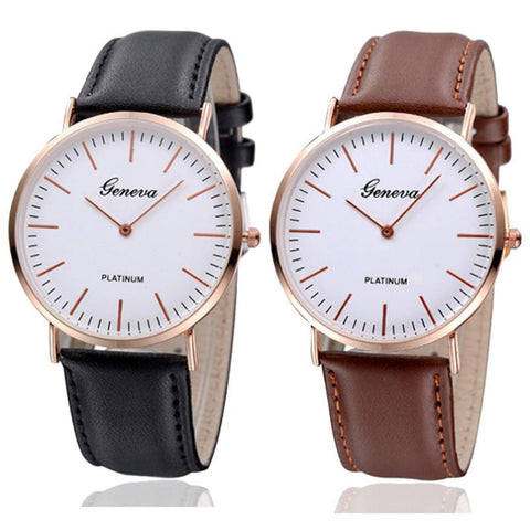 2017 Newly Designed Fashion Retro Classical Exquisite Luxury Mens Womens Neutral Geneva Gold Shell Simple Leather Watch Gift 324 - watchwomen