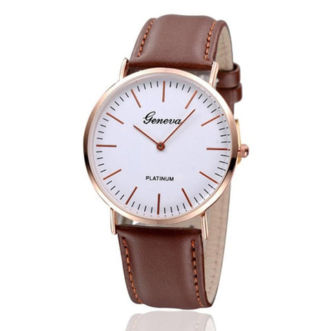 2017 Newly Designed Fashion Retro Classical Exquisite Luxury Mens Womens Neutral Geneva Gold Shell Simple Leather Watch Gift 324 - watchwomen