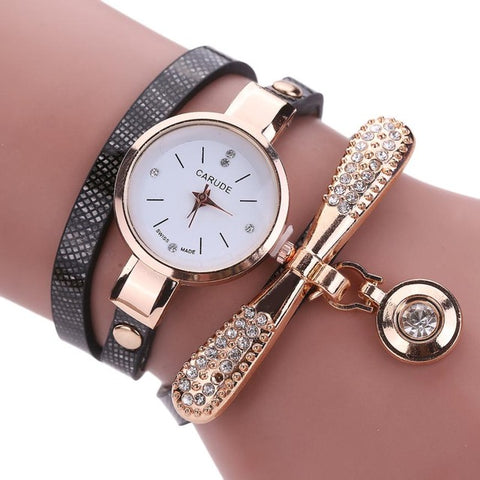 Women Watches Fashion Casual Bracelet Watch Women Relogio Leather Rhinestone Analog Quartz Watch Clock Female Montre Femme - watchwomen