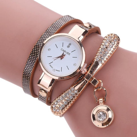 Women Watches Fashion Casual Bracelet Watch Women Relogio Leather Rhinestone Analog Quartz Watch Clock Female Montre Femme - watchwomen