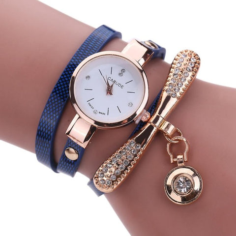 Women Watches Fashion Casual Bracelet Watch Women Relogio Leather Rhinestone Analog Quartz Watch Clock Female Montre Femme - watchwomen