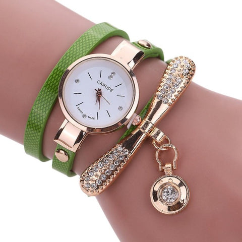 Women Watches Fashion Casual Bracelet Watch Women Relogio Leather Rhinestone Analog Quartz Watch Clock Female Montre Femme - watchwomen
