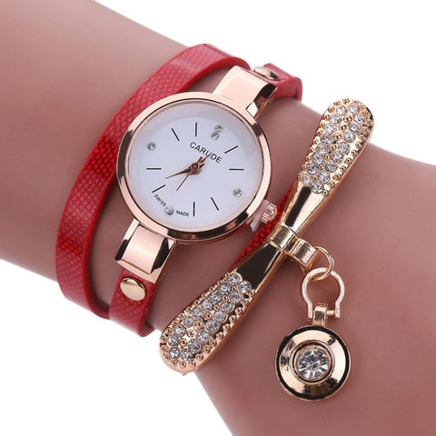Women Watches Fashion Casual Bracelet Watch Women Relogio Leather Rhinestone Analog Quartz Watch Clock Female Montre Femme - watchwomen