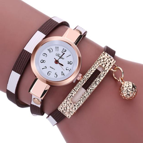 DUOYA 2018 Fashion Style Leather Casual Bracelet Watch Wristwatch Women Dress Watches Long Leather Bracelet Watch relogio gift - watchwomen
