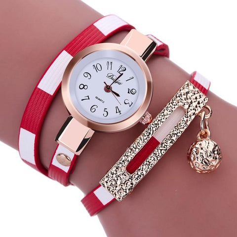 DUOYA 2018 Fashion Style Leather Casual Bracelet Watch Wristwatch Women Dress Watches Long Leather Bracelet Watch relogio gift - watchwomen