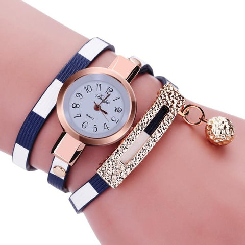 DUOYA 2018 Fashion Style Leather Casual Bracelet Watch Wristwatch Women Dress Watches Long Leather Bracelet Watch relogio gift - watchwomen