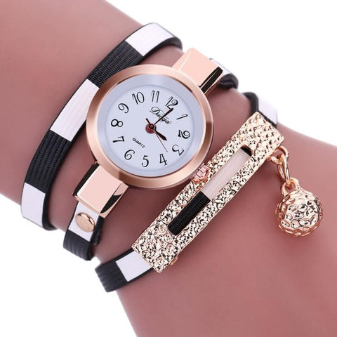 DUOYA 2018 Fashion Style Leather Casual Bracelet Watch Wristwatch Women Dress Watches Long Leather Bracelet Watch relogio gift - watchwomen