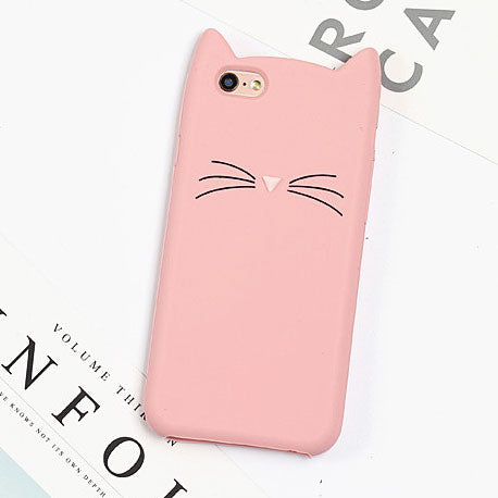 3D Smile Black Cat Ear Beard Soft Silicone Case for iPhone 4 4S 5 5S SE 6 6S Plus 8 7 7Plus Rubber Cover phone case for iPhone X - watchwomen