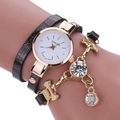 2018 Fashion Women Watch Bracelet Leather Ladies Watch With Rhinestones Analog Quartz Dress Wrist Watches Relogio Feminino Gift - watchwomen