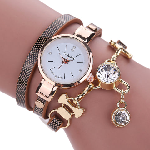 2018 Fashion Women Watch Bracelet Leather Ladies Watch With Rhinestones Analog Quartz Dress Wrist Watches Relogio Feminino Gift - watchwomen