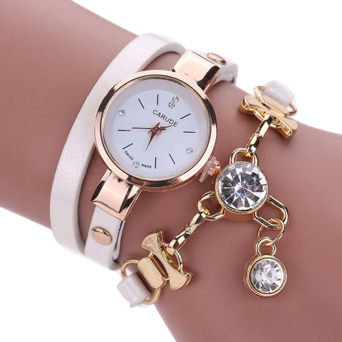 2018 Fashion Women Watch Bracelet Leather Ladies Watch With Rhinestones Analog Quartz Dress Wrist Watches Relogio Feminino Gift - watchwomen
