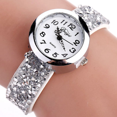 Duoya Brand Watches Women Fashion Crystal Rhinestone Bracelet Watch Ladies Quartz Luxury Vintage Women Watch Gift Dropshipping - watchwomen