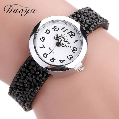 Duoya Brand Watches Women Fashion Crystal Rhinestone Bracelet Watch Ladies Quartz Luxury Vintage Women Watch Gift Dropshipping - watchwomen