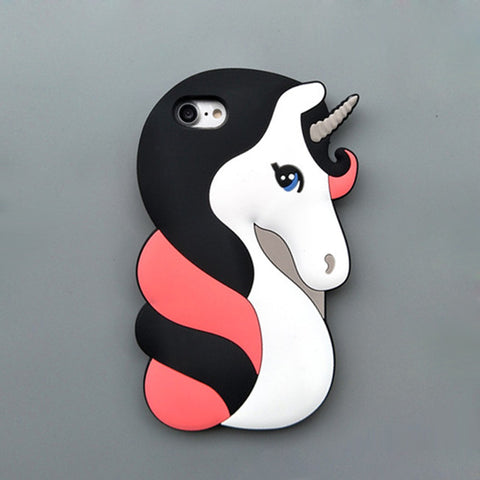 3D Cartoon Cat Case For iPhone X 4 4S 5S SE 5C 6 6S 7 8 Plus 5.5" Cover Unicorn Bear Bunny Pig Horse Phone Bags - watchwomen