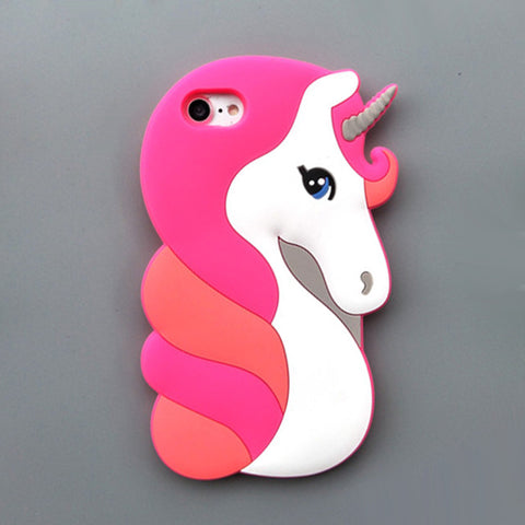 3D Cartoon Cat Case For iPhone X 4 4S 5S SE 5C 6 6S 7 8 Plus 5.5" Cover Unicorn Bear Bunny Pig Horse Phone Bags - watchwomen