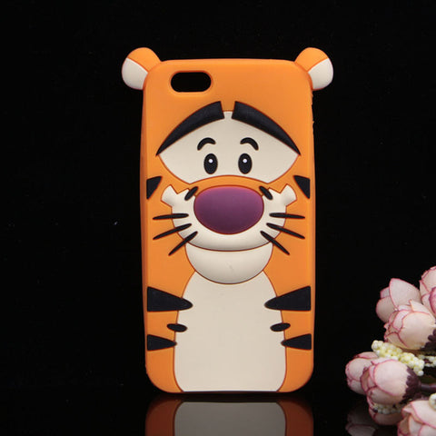 3D Cartoon Cat Case For iPhone X 4 4S 5S SE 5C 6 6S 7 8 Plus 5.5" Cover Unicorn Bear Bunny Pig Horse Phone Bags - watchwomen