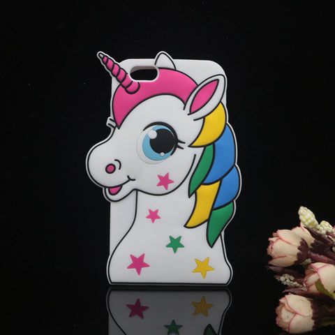 3D Cartoon Cat Case For iPhone X 4 4S 5S SE 5C 6 6S 7 8 Plus 5.5" Cover Unicorn Bear Bunny Pig Horse Phone Bags - watchwomen