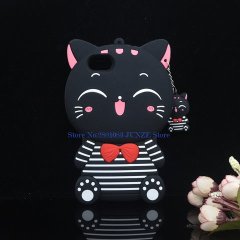 3D Cartoon Cat Case For iPhone X 4 4S 5S SE 5C 6 6S 7 8 Plus 5.5" Cover Unicorn Bear Bunny Pig Horse Phone Bags - watchwomen