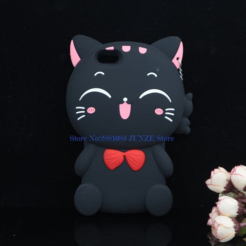 3D Cartoon Cat Case For iPhone X 4 4S 5S SE 5C 6 6S 7 8 Plus 5.5" Cover Unicorn Bear Bunny Pig Horse Phone Bags - watchwomen