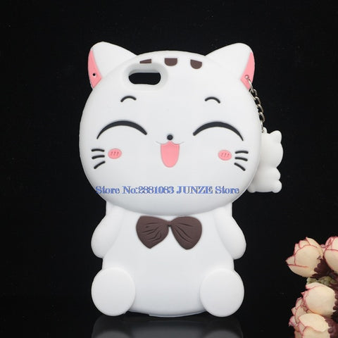 3D Cartoon Cat Case For iPhone X 4 4S 5S SE 5C 6 6S 7 8 Plus 5.5" Cover Unicorn Bear Bunny Pig Horse Phone Bags - watchwomen