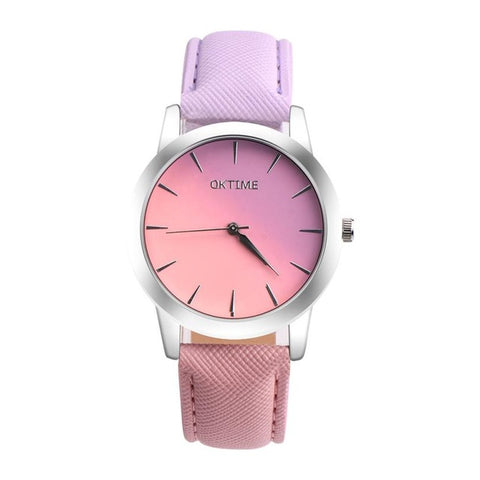 2017 OKTIME Retro Rainbow Design Leather Band Analog Alloy Quartz Wrist Watch Dropship J6152 - watchwomen