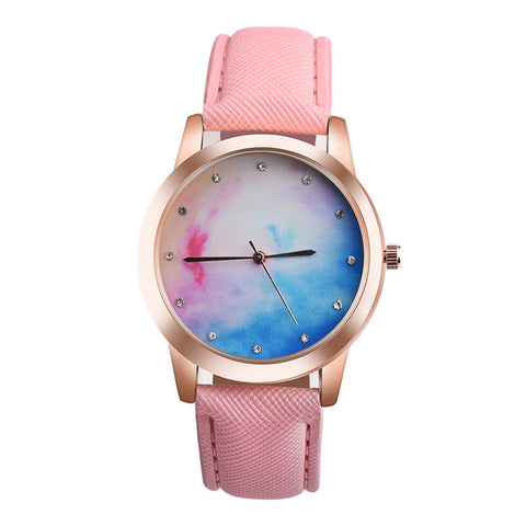 2017 OKTIME Retro Rainbow Design Leather Band Analog Alloy Quartz Wrist Watch Dropship J6152 - watchwomen