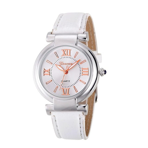 2017 Hot Sale Women Watches Girl Roman Numerals Leather Band Saat Quartz Clock Wrist Watch Bracelet J8 - watchwomen