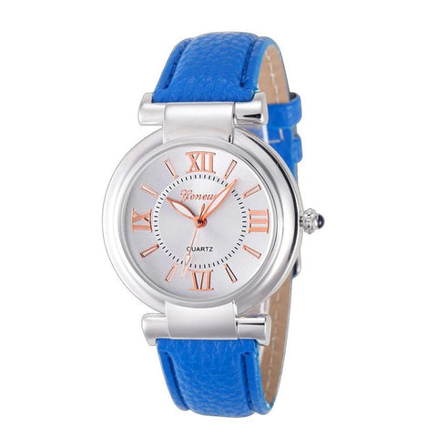 2017 Hot Sale Women Watches Girl Roman Numerals Leather Band Saat Quartz Clock Wrist Watch Bracelet J8 - watchwomen