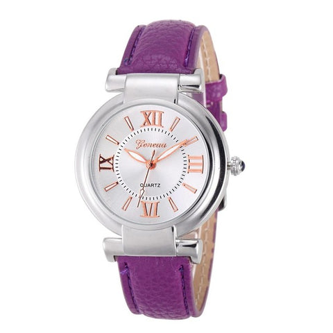 2017 Hot Sale Women Watches Girl Roman Numerals Leather Band Saat Quartz Clock Wrist Watch Bracelet J8 - watchwomen
