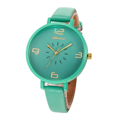 Geneva Design Women Watches 2017 Fashion Ladies Casual Faux Leather Quartz Wrist Watch Clock Montre Femme relogios femininos - watchwomen