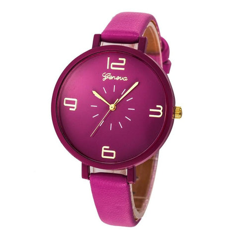 Geneva Design Women Watches 2017 Fashion Ladies Casual Faux Leather Quartz Wrist Watch Clock Montre Femme relogios femininos - watchwomen