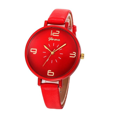 Geneva Design Women Watches 2017 Fashion Ladies Casual Faux Leather Quartz Wrist Watch Clock Montre Femme relogios femininos - watchwomen