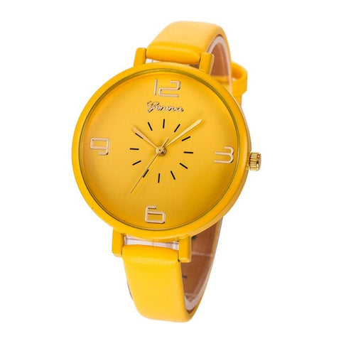 Geneva Design Women Watches 2017 Fashion Ladies Casual Faux Leather Quartz Wrist Watch Clock Montre Femme relogios femininos - watchwomen