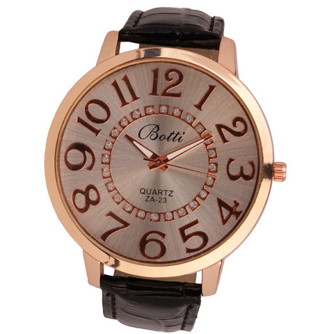 Relogio Feminino Gift Saat Clock Reloj Mujer Womens Fashion Numerals Golden Dial Leather Analog Quartz Watch 2017 - watchwomen