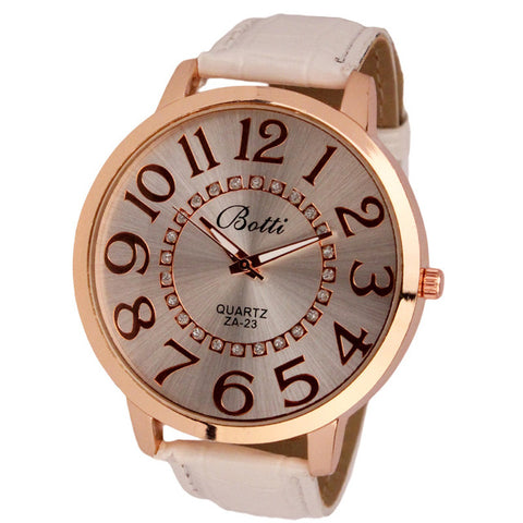 Relogio Feminino Gift Saat Clock Reloj Mujer Womens Fashion Numerals Golden Dial Leather Analog Quartz Watch 2017 - watchwomen